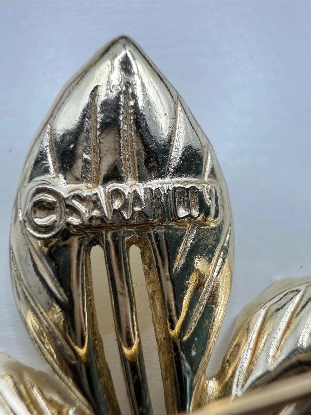 Vintage Sarah Cov Gold tone Flower Leaf Brooch Pin